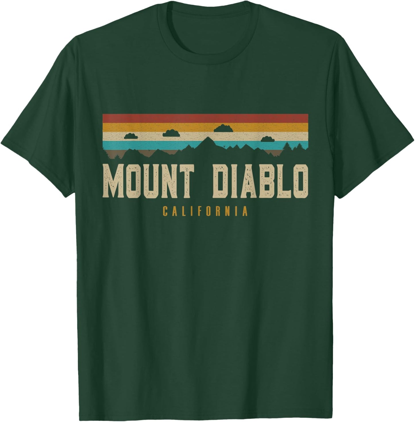 Mount Diablo Mountains California Hiking Outdoors Retro T-Shirt - T-Shirt | Forest
