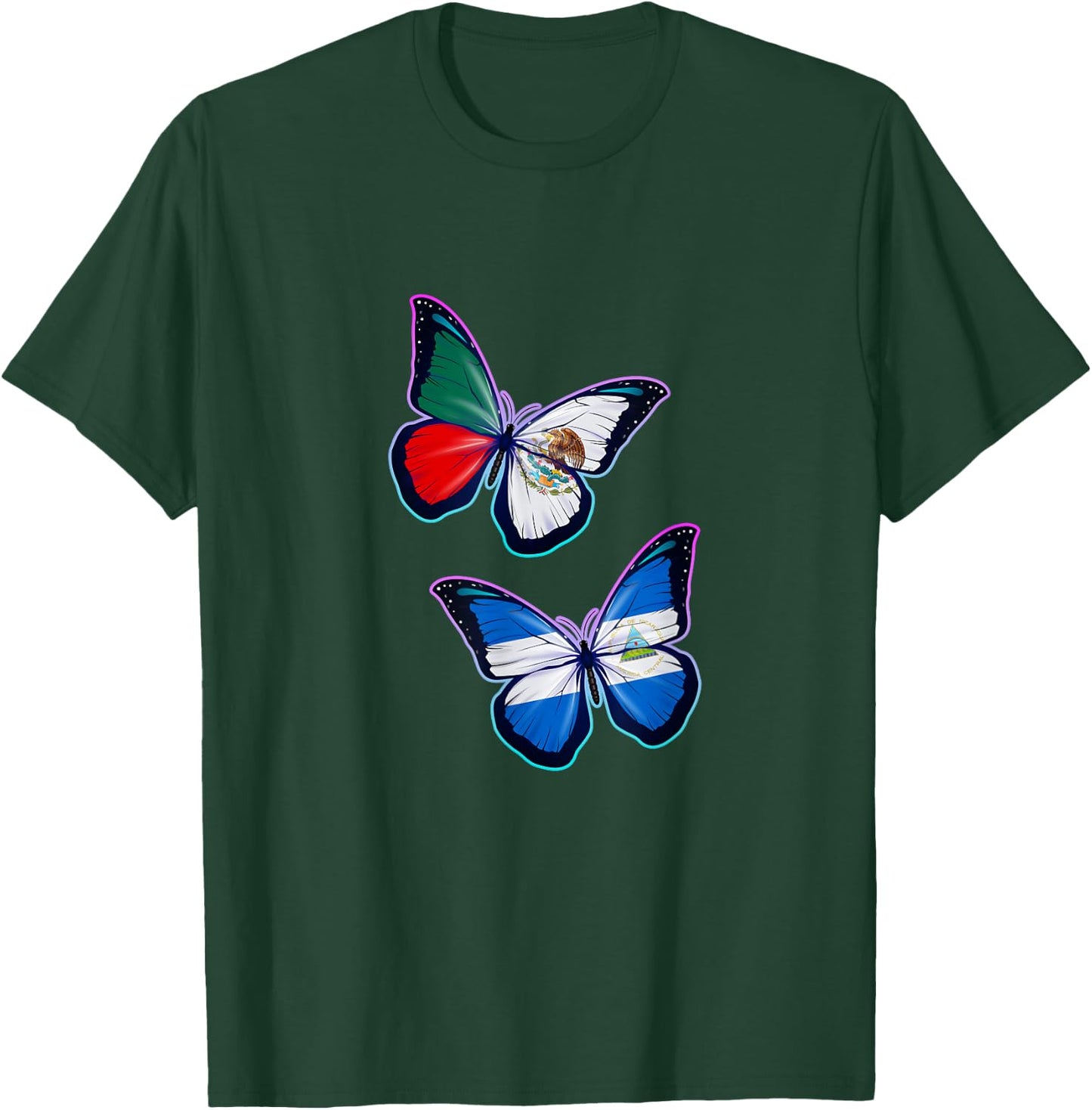 Nicaragua and Mexico bicultural roots. Butterfly version T-Shirt - T-Shirt | Forest