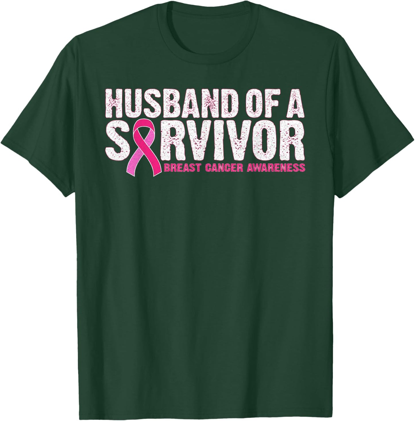 Husband Of A Survivor Wife Breast Cancer Awareness T-Shirt - T-Shirt | Forest