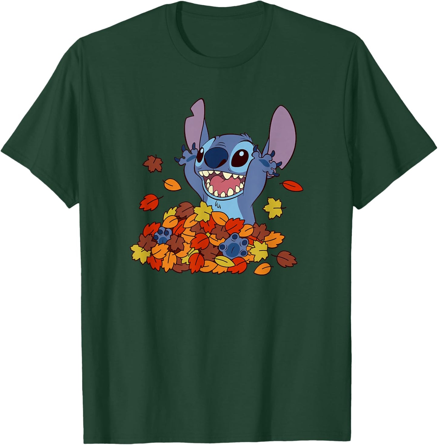 Disney Lilo & Stitch Autumn Leaves Stitch T-Shirt - T-Shirt | Forest