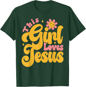 Christian Retro This Girl Loves Jesus God 70s T-Shirt - T-Shirt | Forest