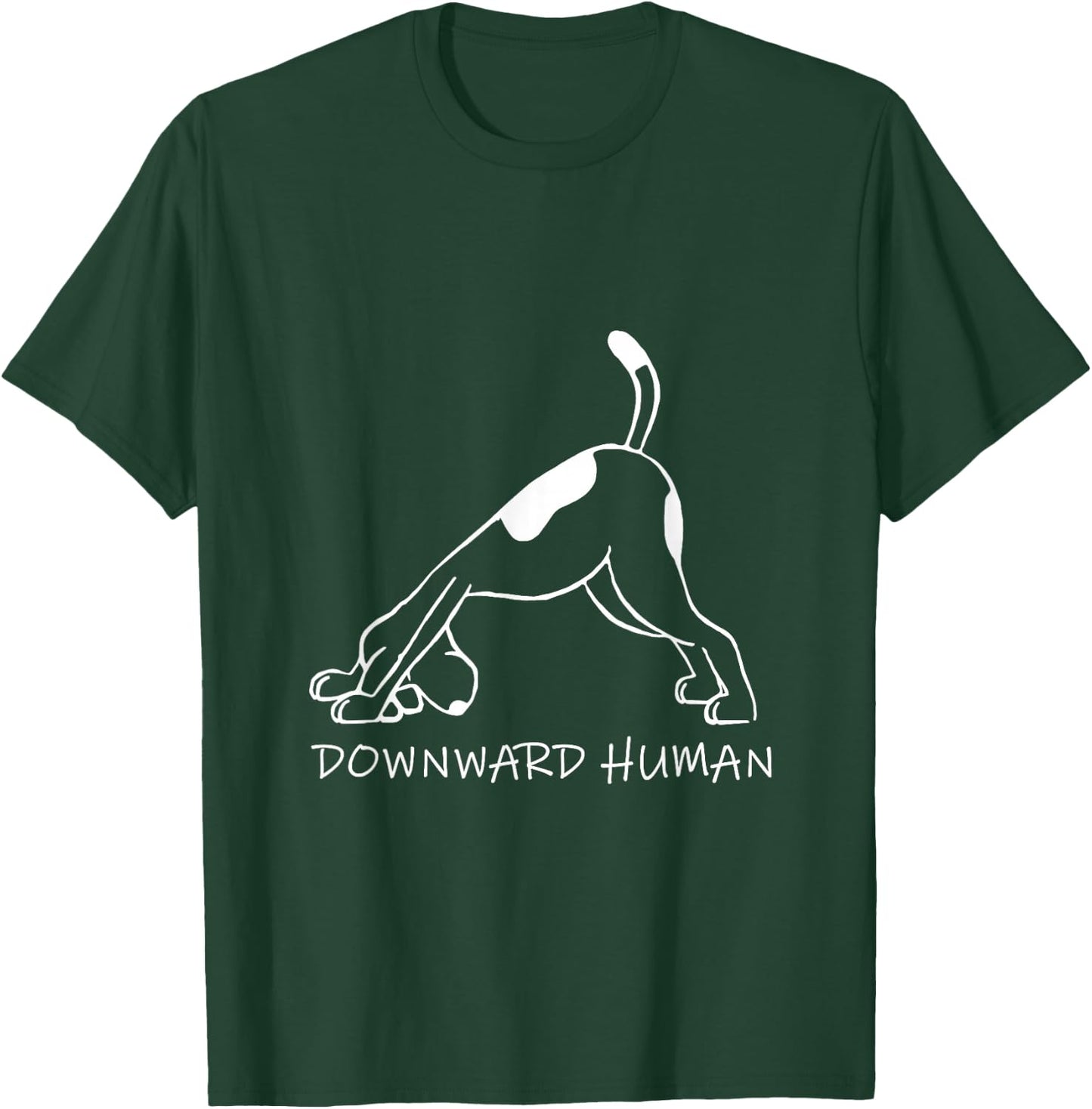 Downward Human Dog Funny Yoga Lover Pet Gift - Women's Black Small Classic Fit Short Sleeve Letter Print T-Shirt - T-Shirt | Forest