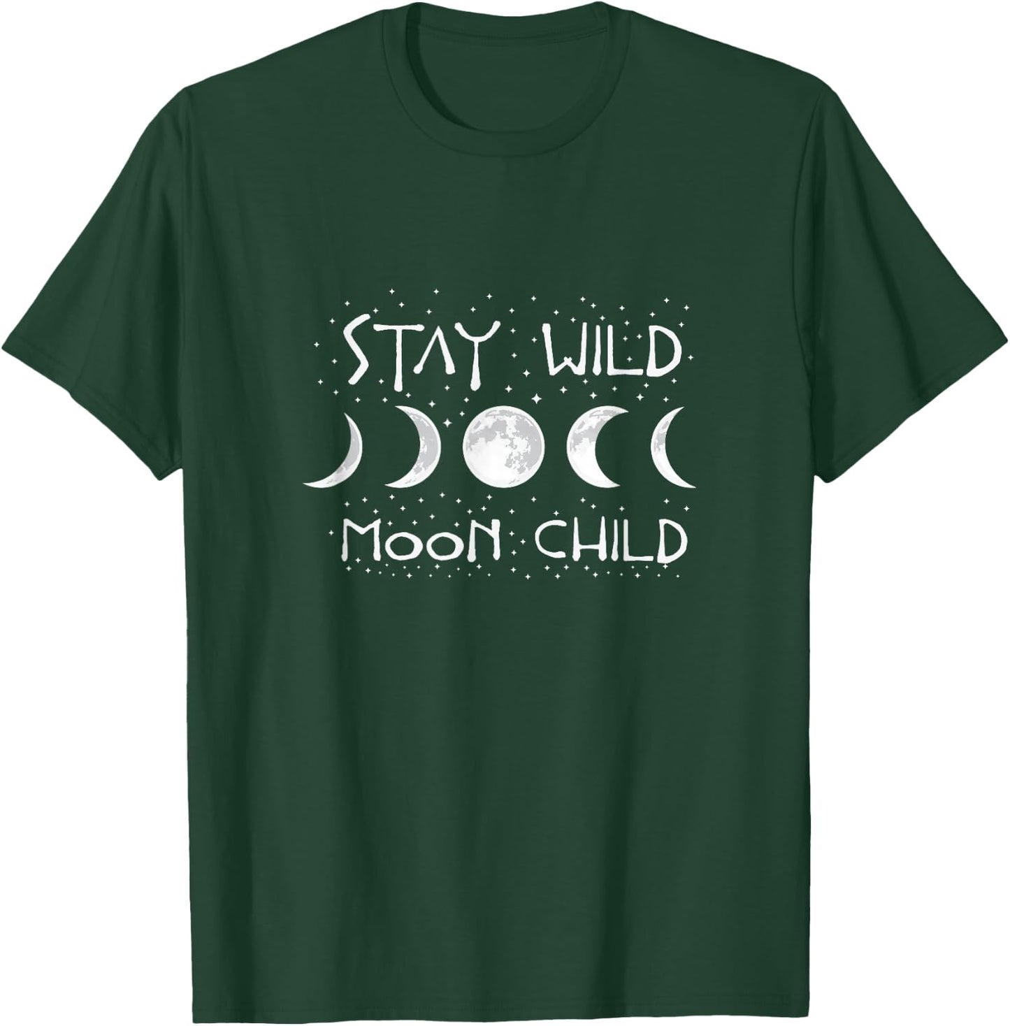 Boho Hippie Wiccan Wicca Moon Phases Stay Wild Moon Child T-Shirt - T-Shirt | Forest