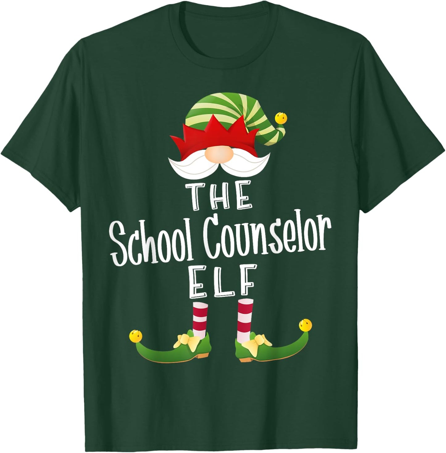 School Counselor Elf Group Christmas Funny Pajama Party T-Shirt - T-Shirt | Forest