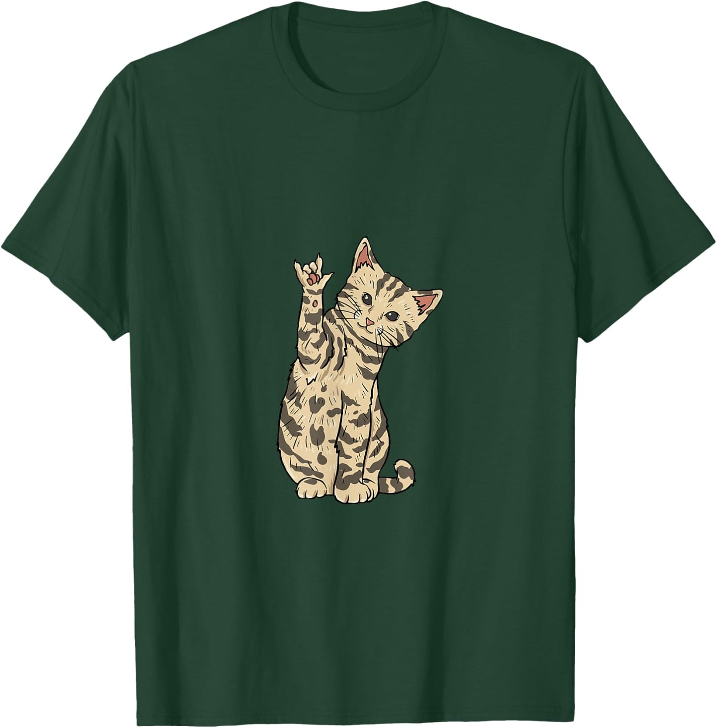 ILY Cat ASL T-Shirt - T-Shirt | Forest