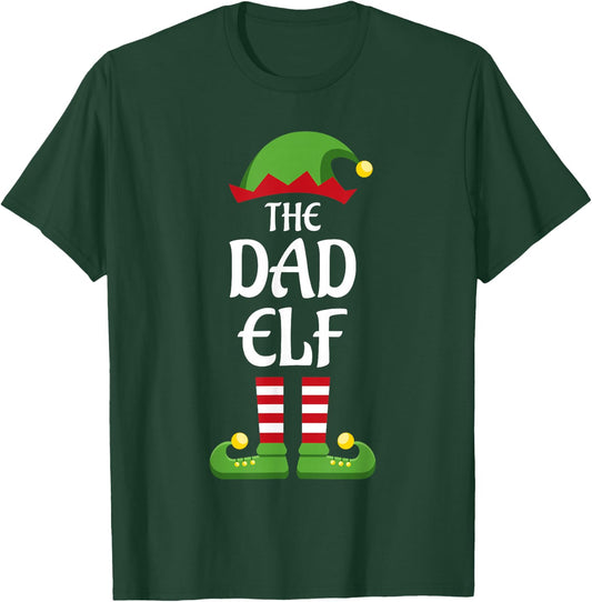 Dad Elf Family Matching Group Christmas Daddy T-Shirt - T-Shirt | Forest