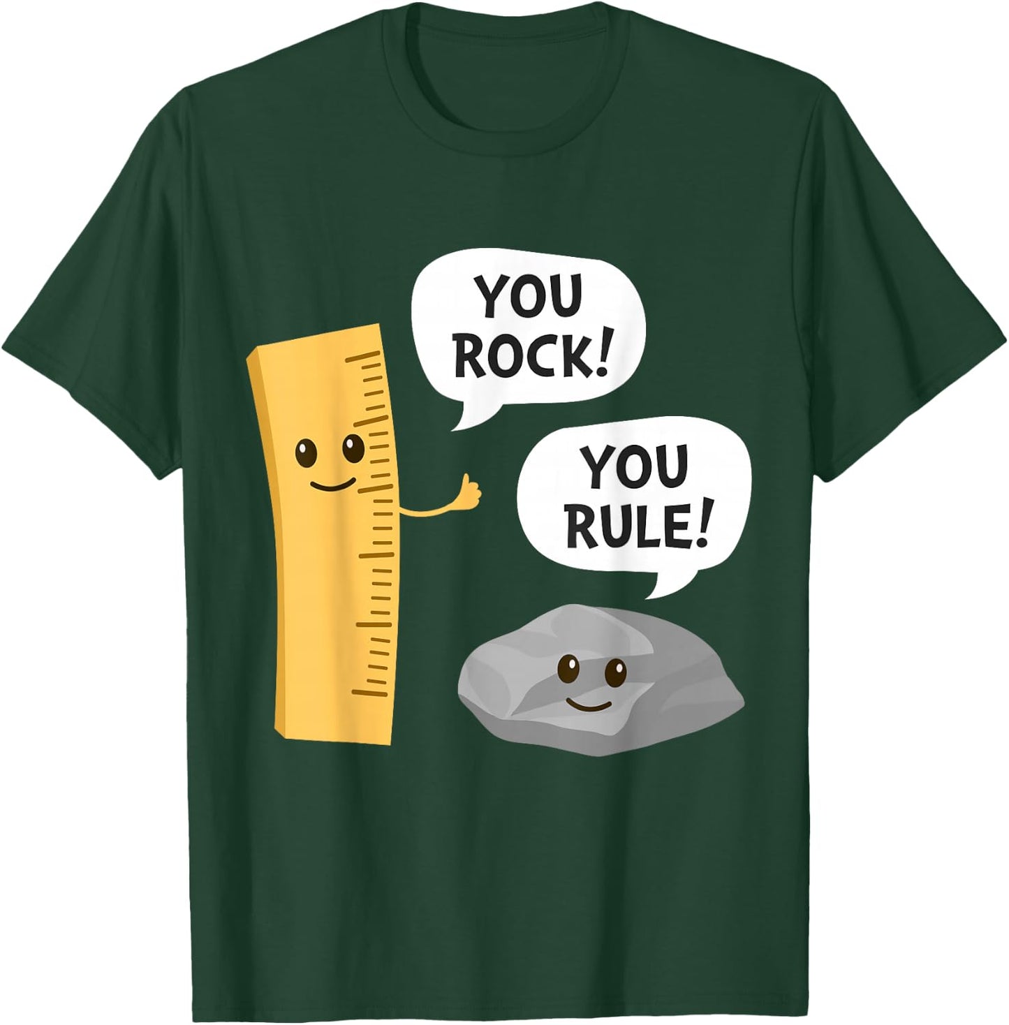 You Rock You Rule Funny Cute Kawaii Rock and Ruler Pun T-Shirt - T-Shirt | Forest