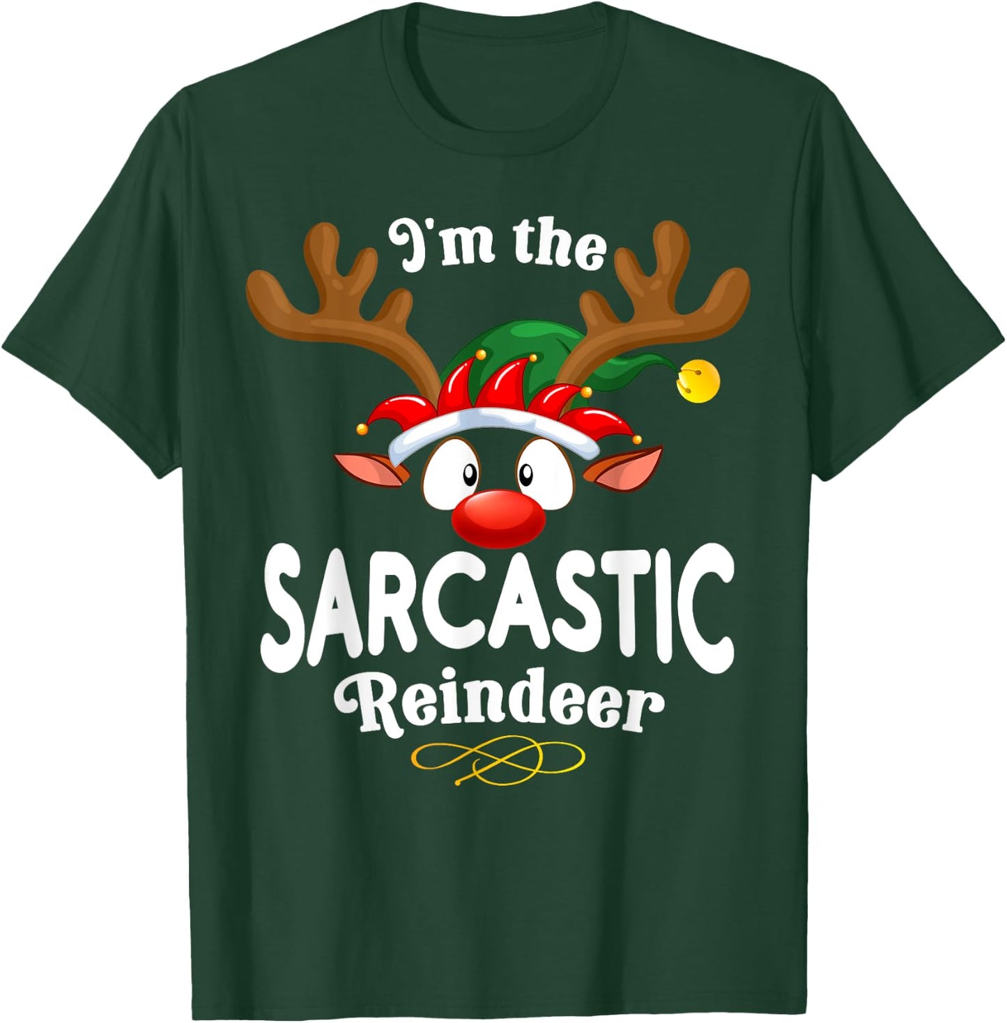 Christmas PJS Sarcastic XMas Reindeer Matching T-Shirt - T-Shirt | Forest