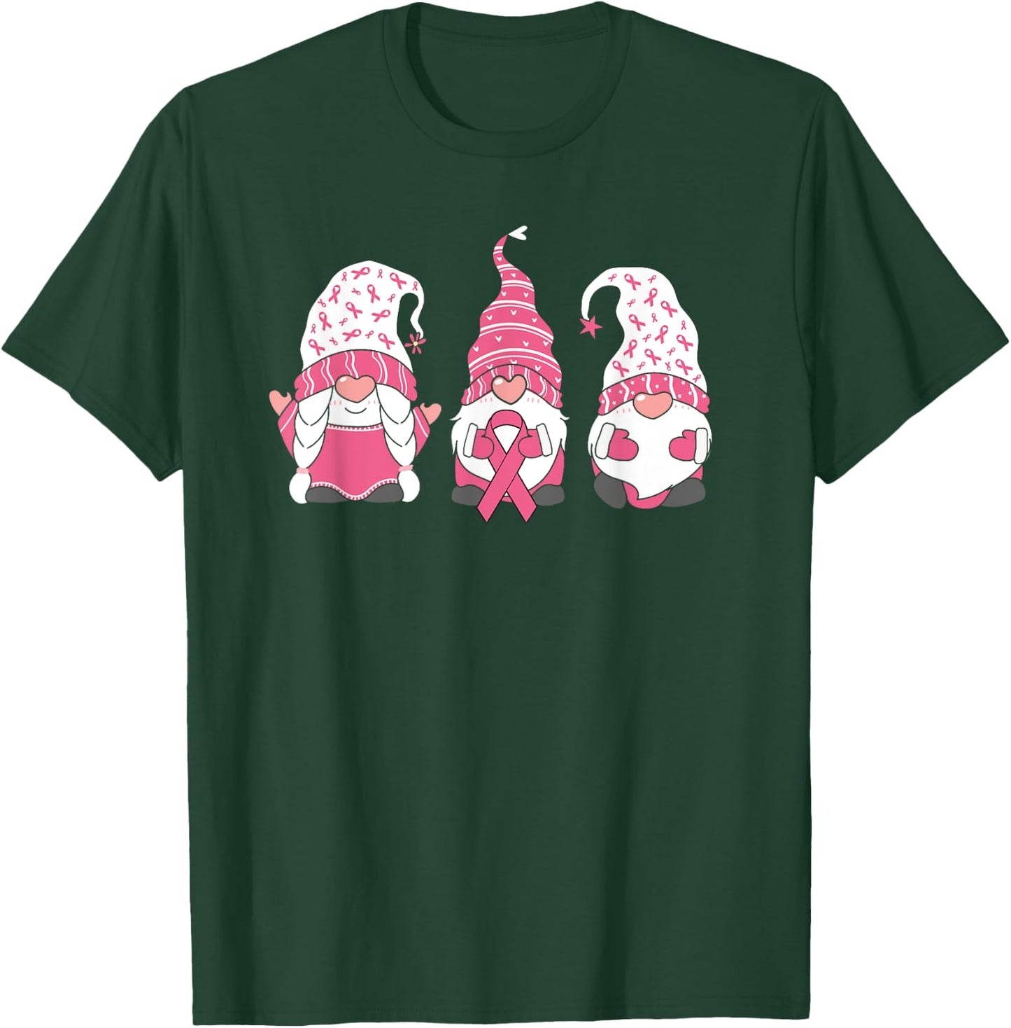Gnomes Breast Cancer Family Support Breast Cancer Awareness T-Shirt - T-Shirt | Forest