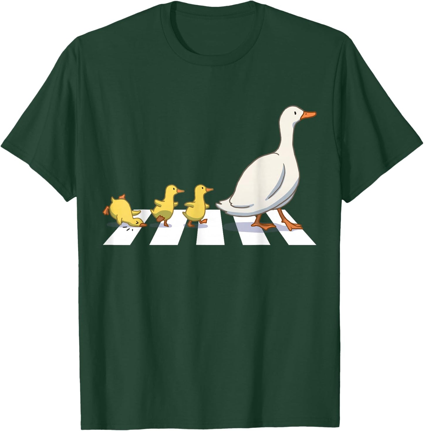 Funny Ducks Crossing Road Crosswalk Rooster Farmer Kid Men T-Shirt - T-Shirt | Forest