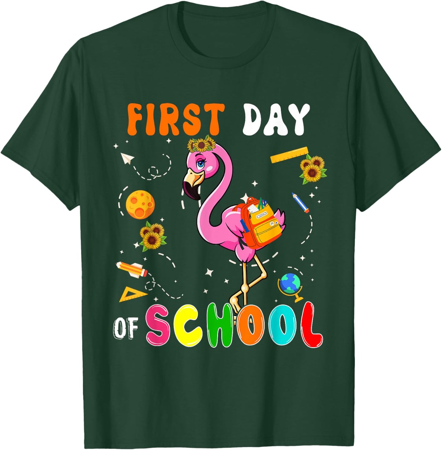 First Day Of School Flamingo Student Back To School Kids T-Shirt - T-Shirt | Forest