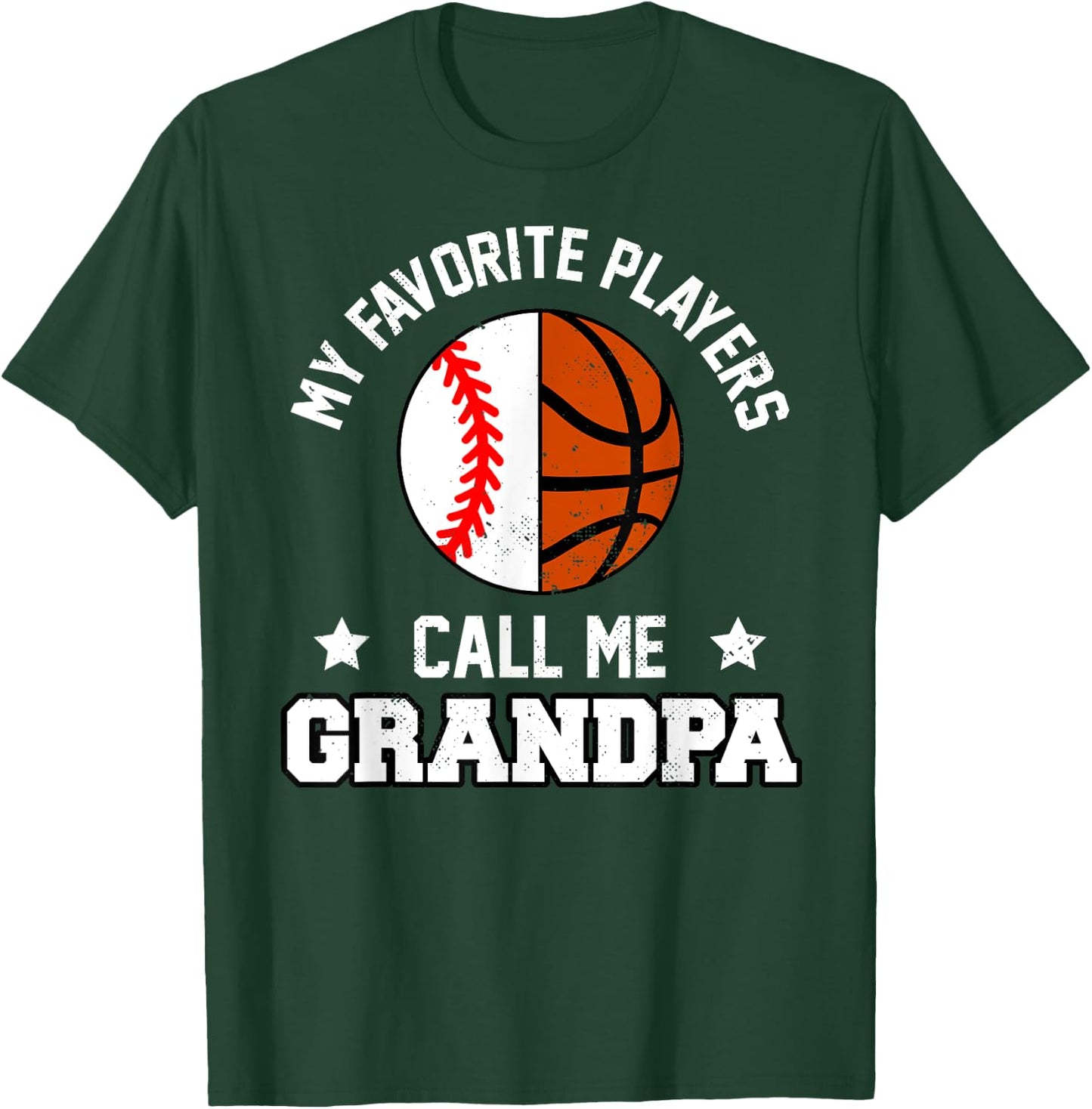 My Favorites Baseball Basketball Players Call Me Grandpa T-Shirt - T-Shirt | Forest