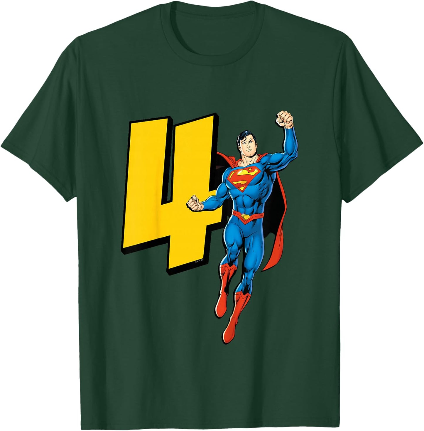 Kids Superman Super Hero 4th Birthday T-Shirt - T-Shirt | Forest