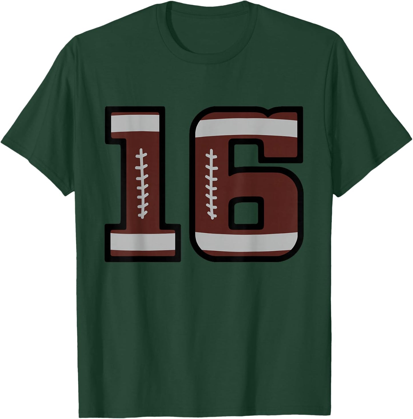 Number #16 Football Number T-Shirt - T-Shirt | Forest