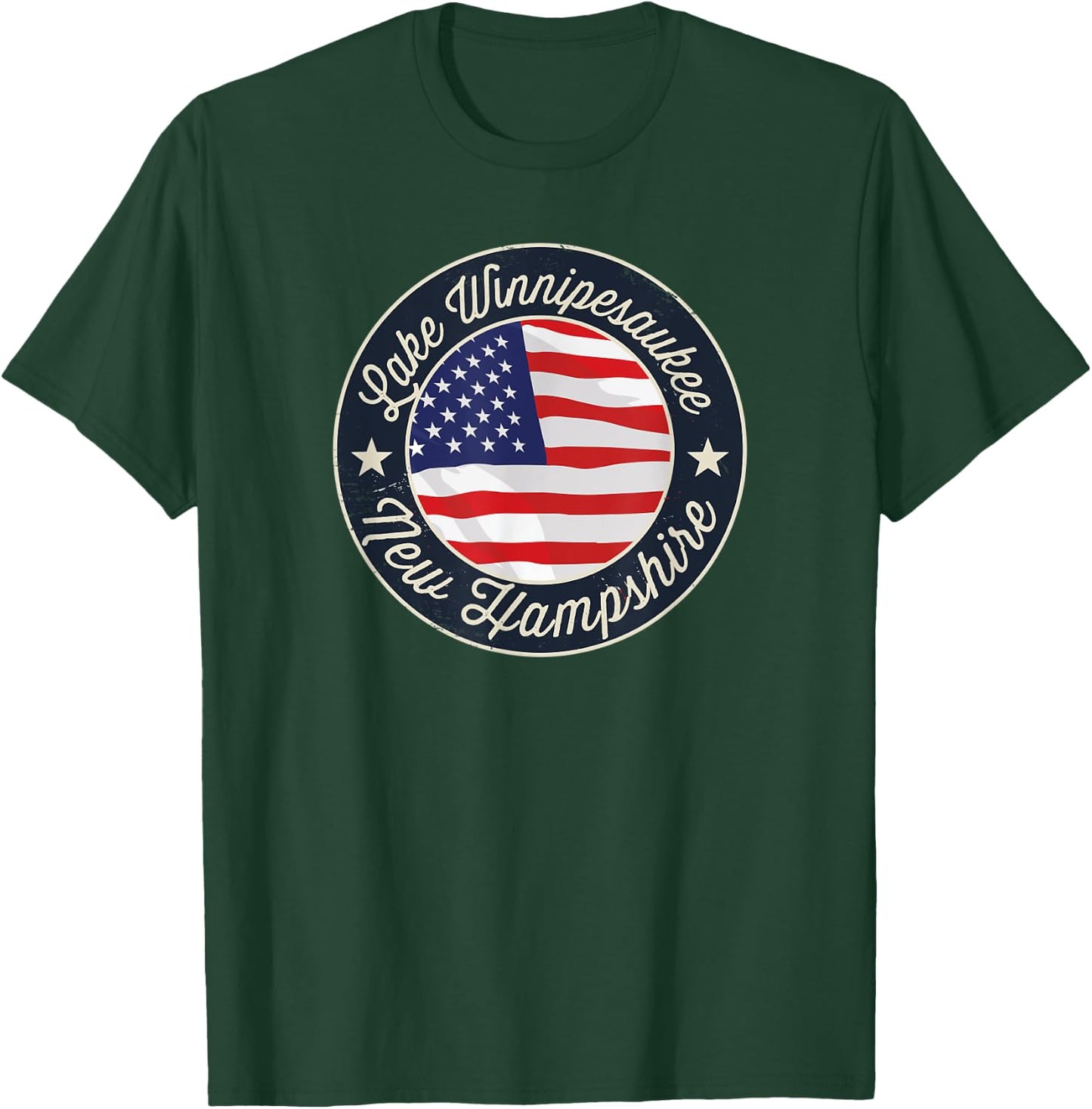 Lake Winnipesaukee - Patriotic New Hampshire Souvenir T-Shirt - T-Shirt | Forest