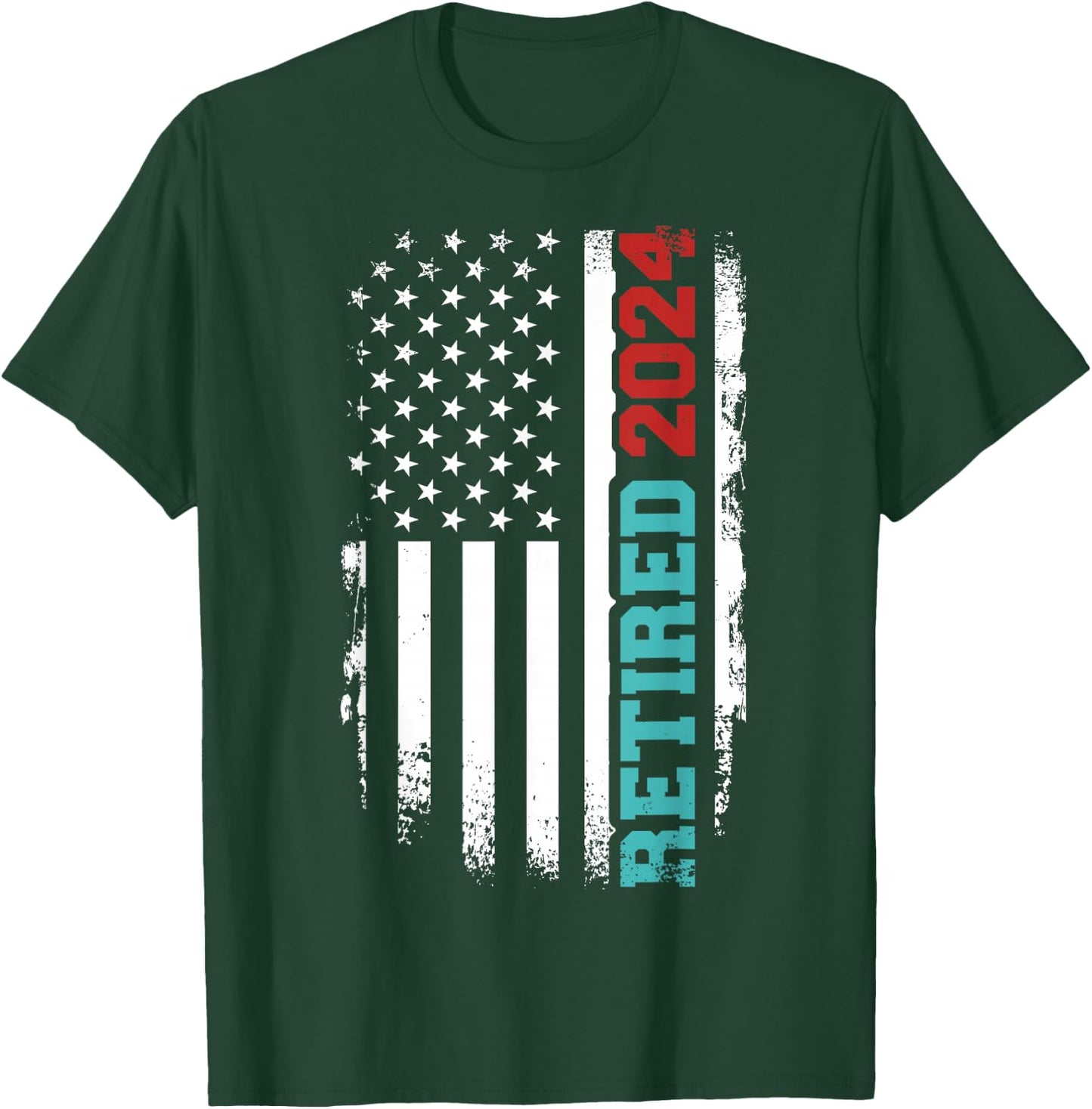 Retired 2024 us american flag for retirement and pensioner T-Shirt - T-Shirt | Forest
