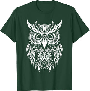 Owl Mandala Graphic Women Men Girls Boys T-Shirt - T-Shirt | Forest