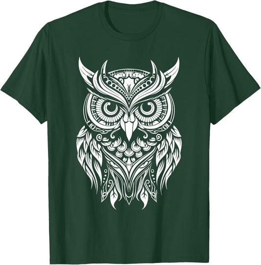 Owl Mandala Graphic Women Men Girls Boys T-Shirt - T-Shirt | Forest