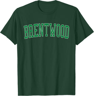 Vintage Brentwood NY Distressed Green Varsity Style T-Shirt - T-Shirt | Forest
