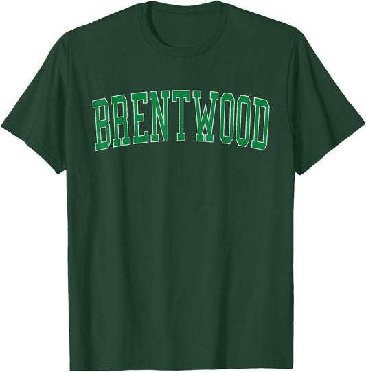 Vintage Brentwood NY Distressed Green Varsity Style T-Shirt - T-Shirt | Forest