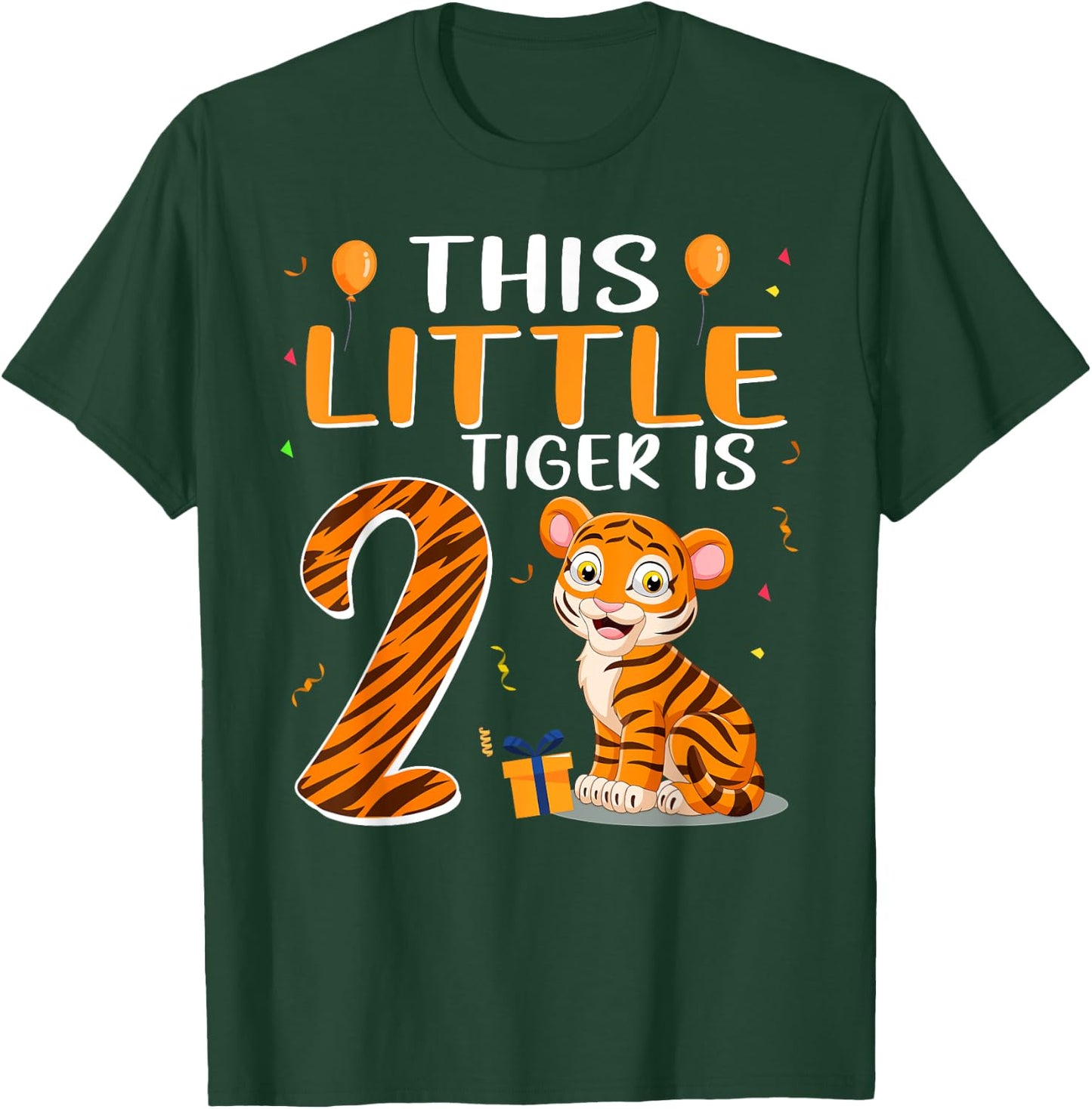 This Little Tiger Is 2 Birthday Party 2 Year Old T-Shirt - T-Shirt | Forest