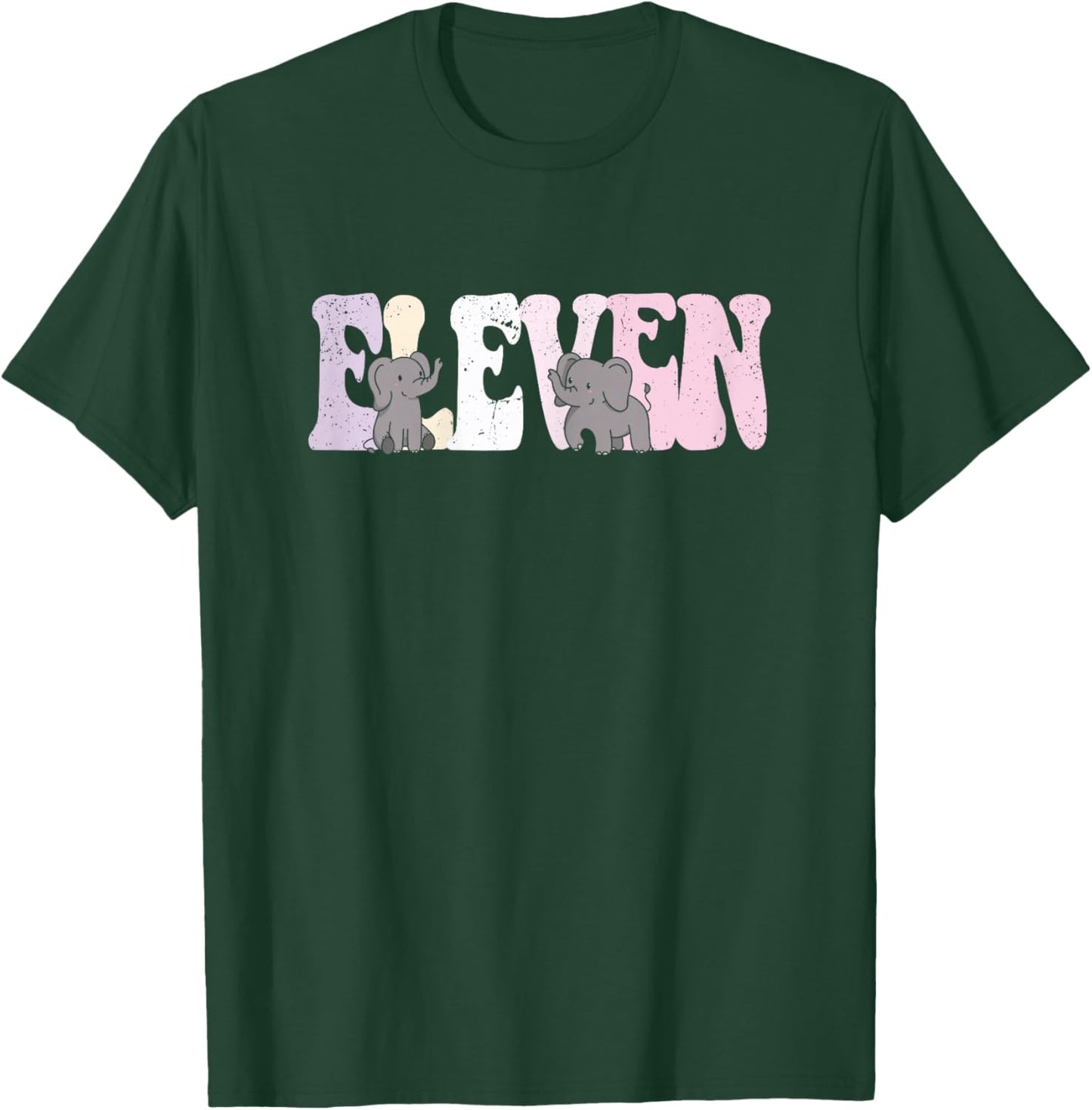 11 Year Old Cute Elephant Birthday Girl 11th B-day T-Shirt - T-Shirt | Forest