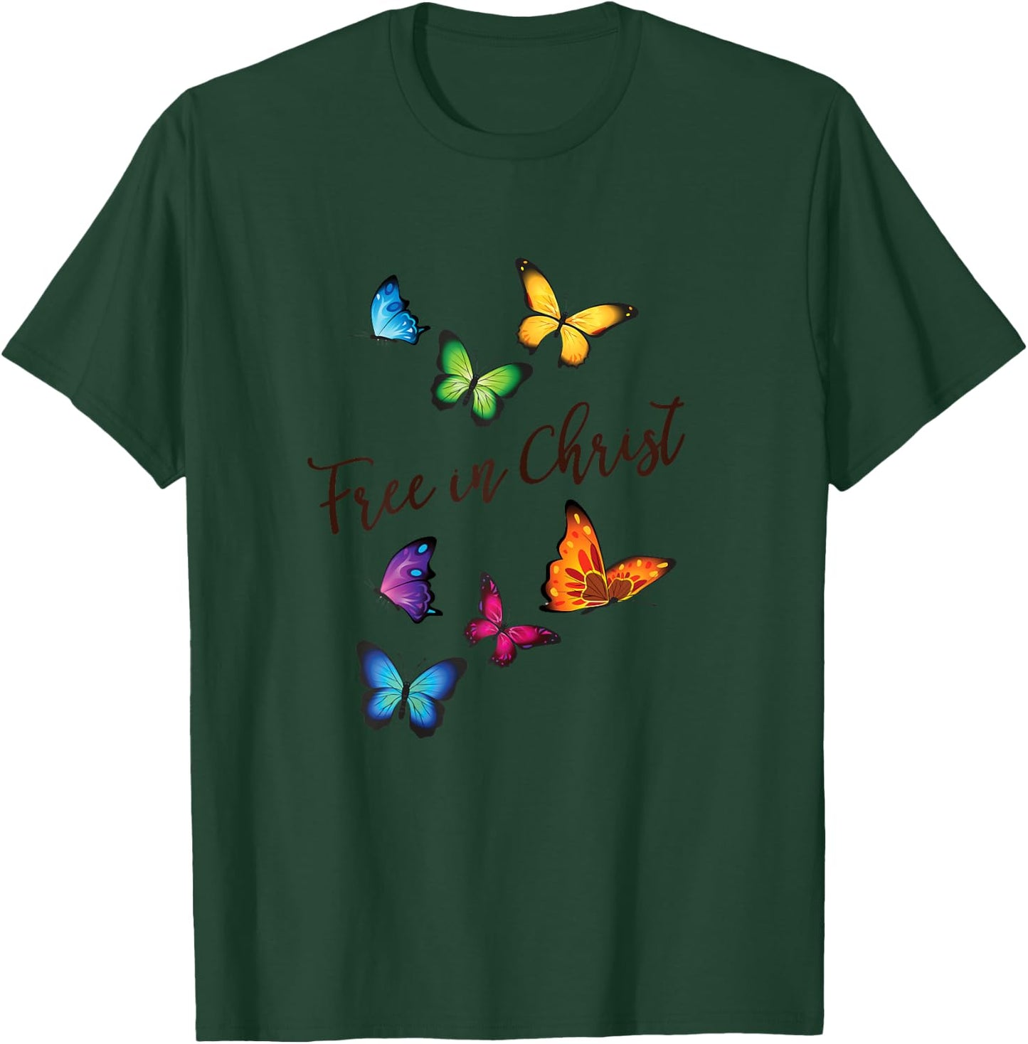 Free in Christ Christian Butterfly T-Shirt - T-Shirt | Forest