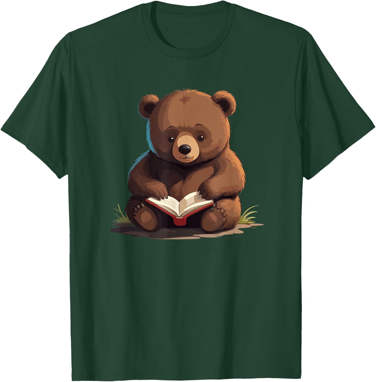 Cute Bear is reading a Book, Reading Bear T-Shirt - T-Shirt | Forest