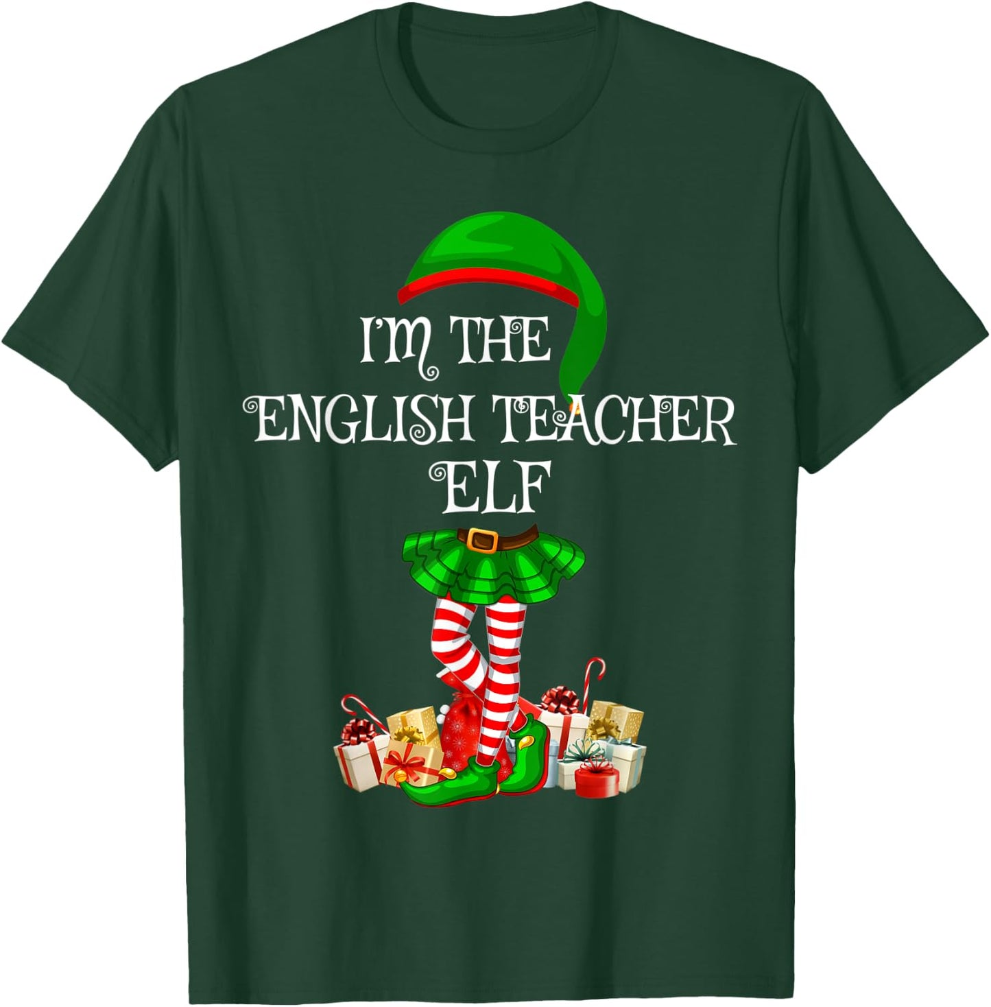Family Matching Women Girls English Teacher Elf Christmas T-Shirt - T-Shirt | Forest