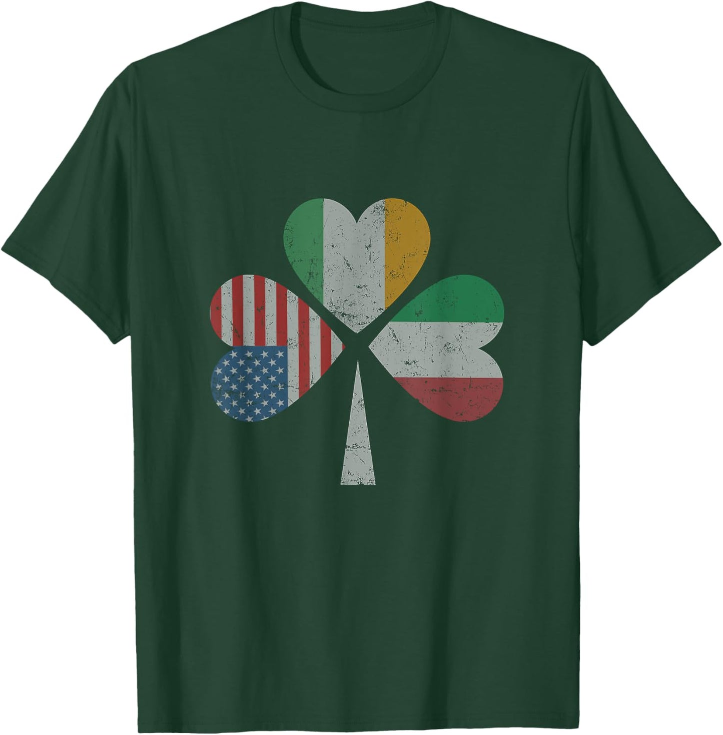 Irish Italian American Flag Ireland Italy USA Patrick's Day Women Kids Men T-Shirt - T-Shirt | Forest