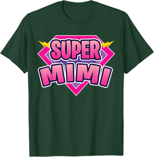 Super Mimi Superhero Grandmother Comic Book Funny Matching T-Shirt - T-Shirt | Forest