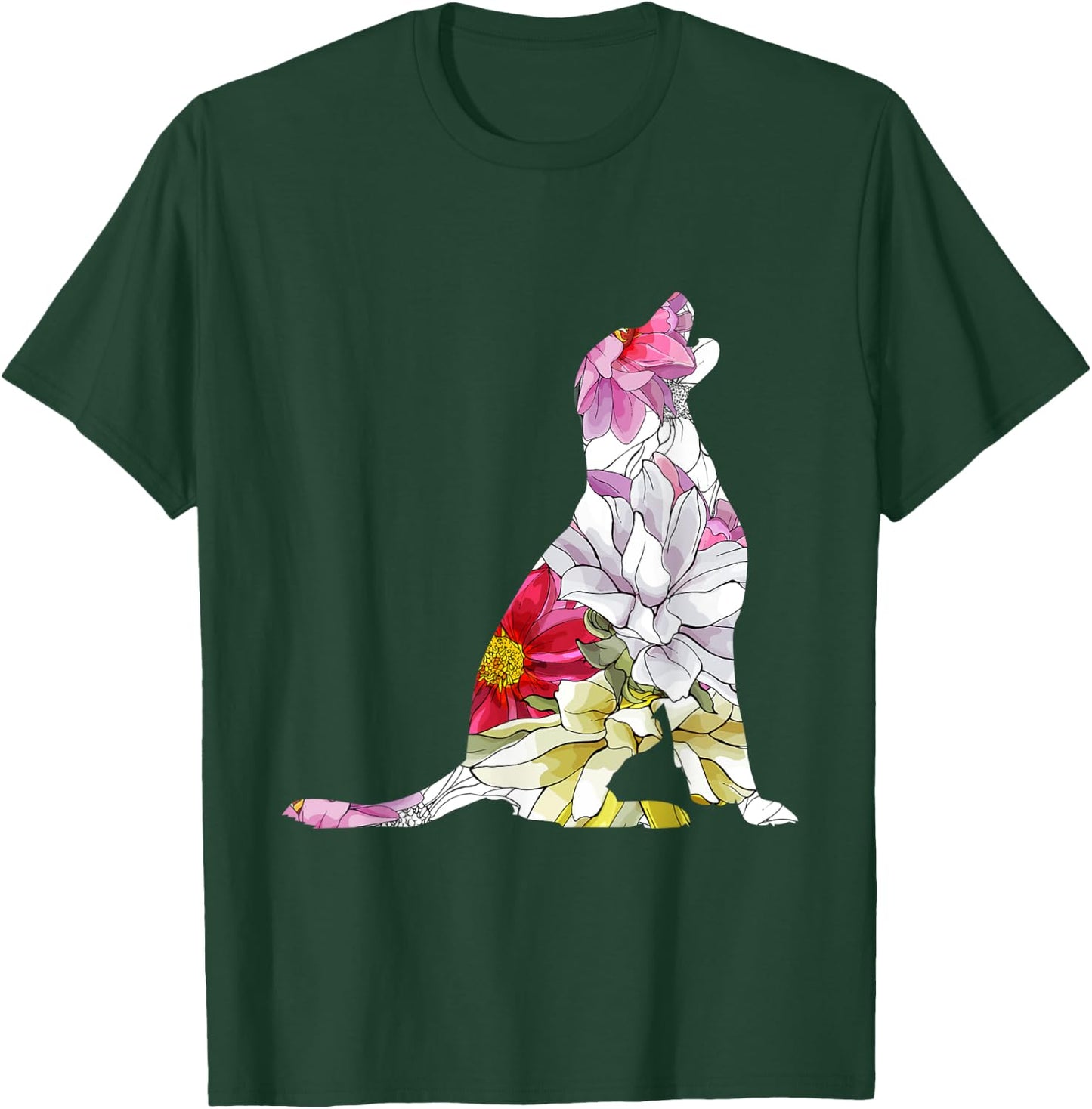 Floral Labrador - Botanical Flowers Dog Owner Pet Breeder T-Shirt - T-Shirt | Forest