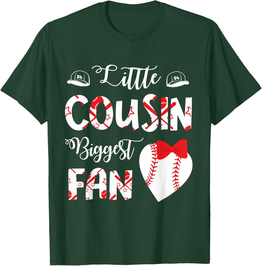 Big Baseball Heart Little Cousin Biggest Fan Player Lover T-Shirt - T-Shirt | Forest