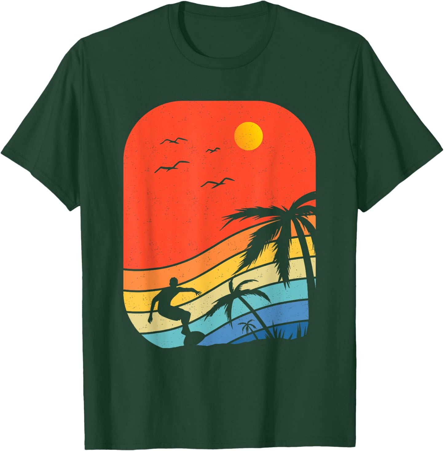 Vintage Surfer Retro Surfing Beach Surf Hawaiian Women Girls Kids T-Shirt - T-Shirt | Forest