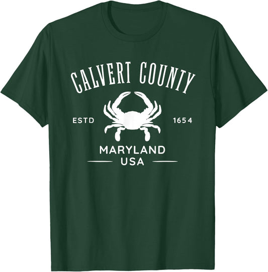 Calvert County Maryland USA Crab Design T-Shirt - T-Shirt | Forest