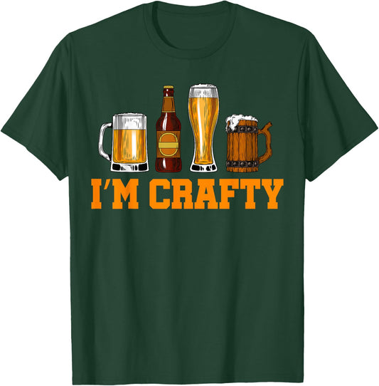 Craft Beer Art I'm Crafty Home Brew Beer Vintage T-Shirt - T-Shirt | Forest
