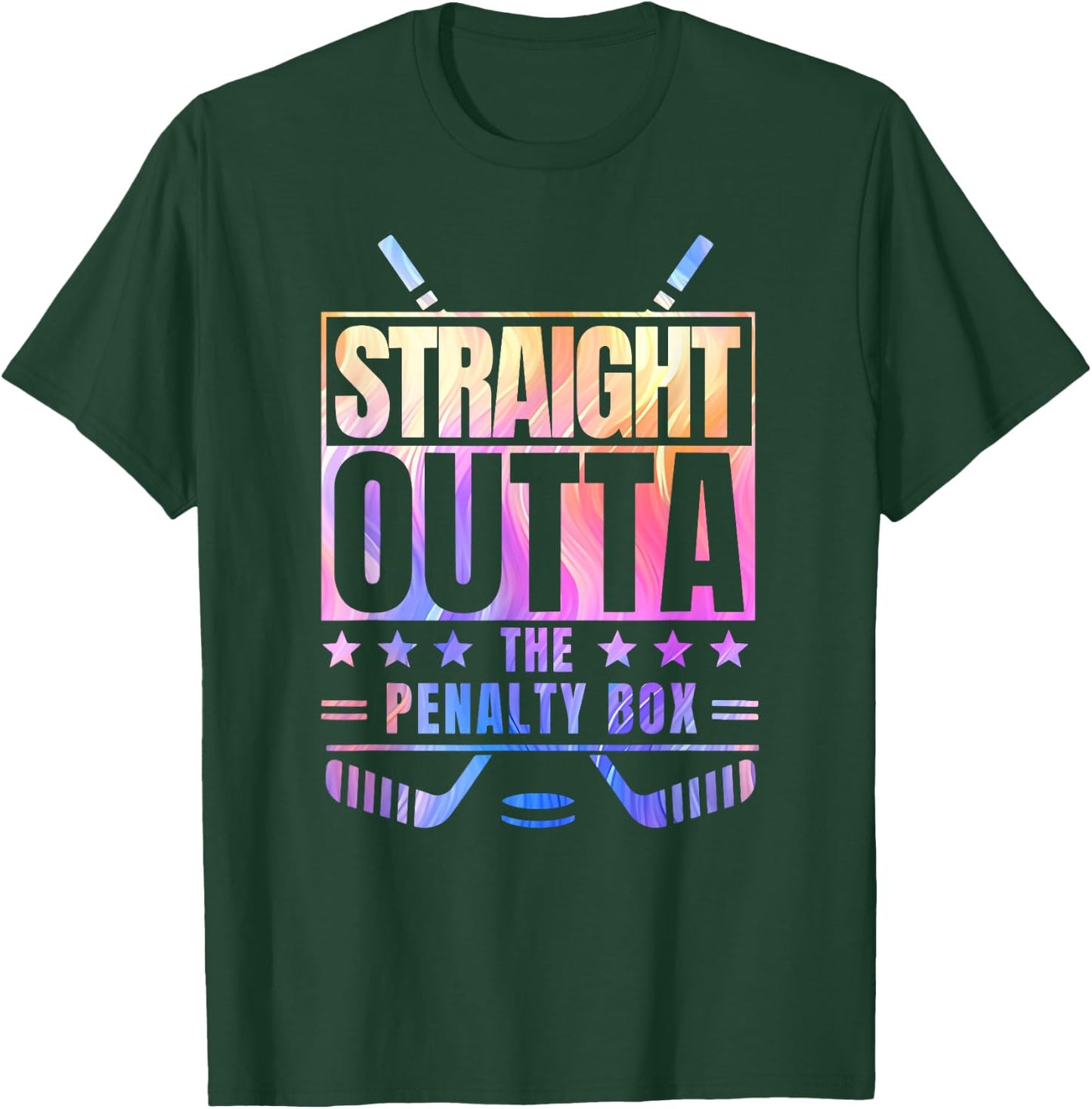 Straight Outta the Penalty Box Tie Dye Favorite Winter Sport T-Shirt - T-Shirt | Forest