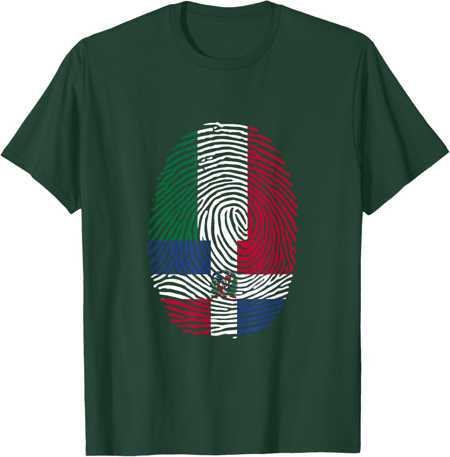 Dominican & Italy Fingerprint Half Italian Dominicana Roots T-Shirt - T-Shirt | Forest