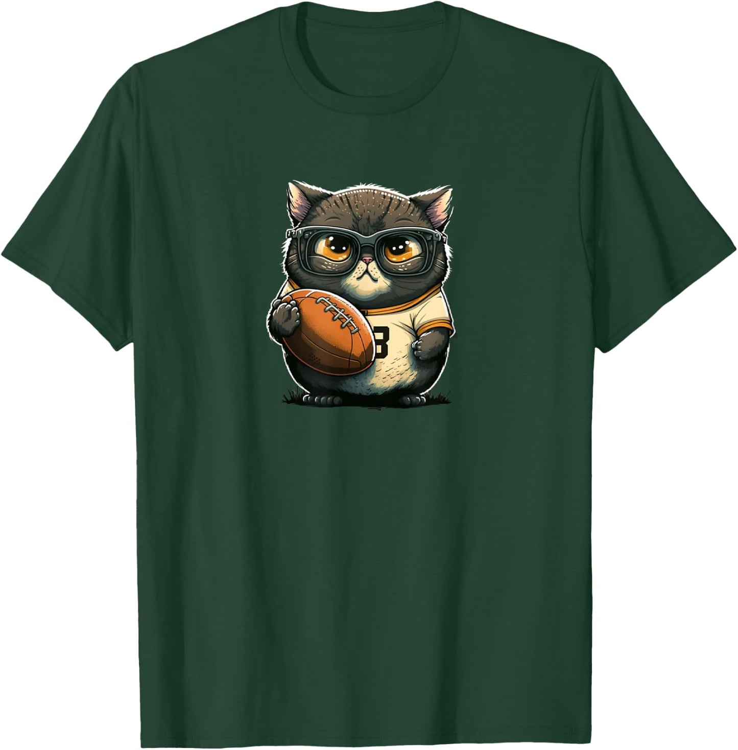 Funny cat with football for American football fans T-Shirt - T-Shirt | Forest