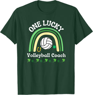 Volleyball Coach Sports St Patrick's Day Irish Shamrock T-Shirt - T-Shirt | Forest