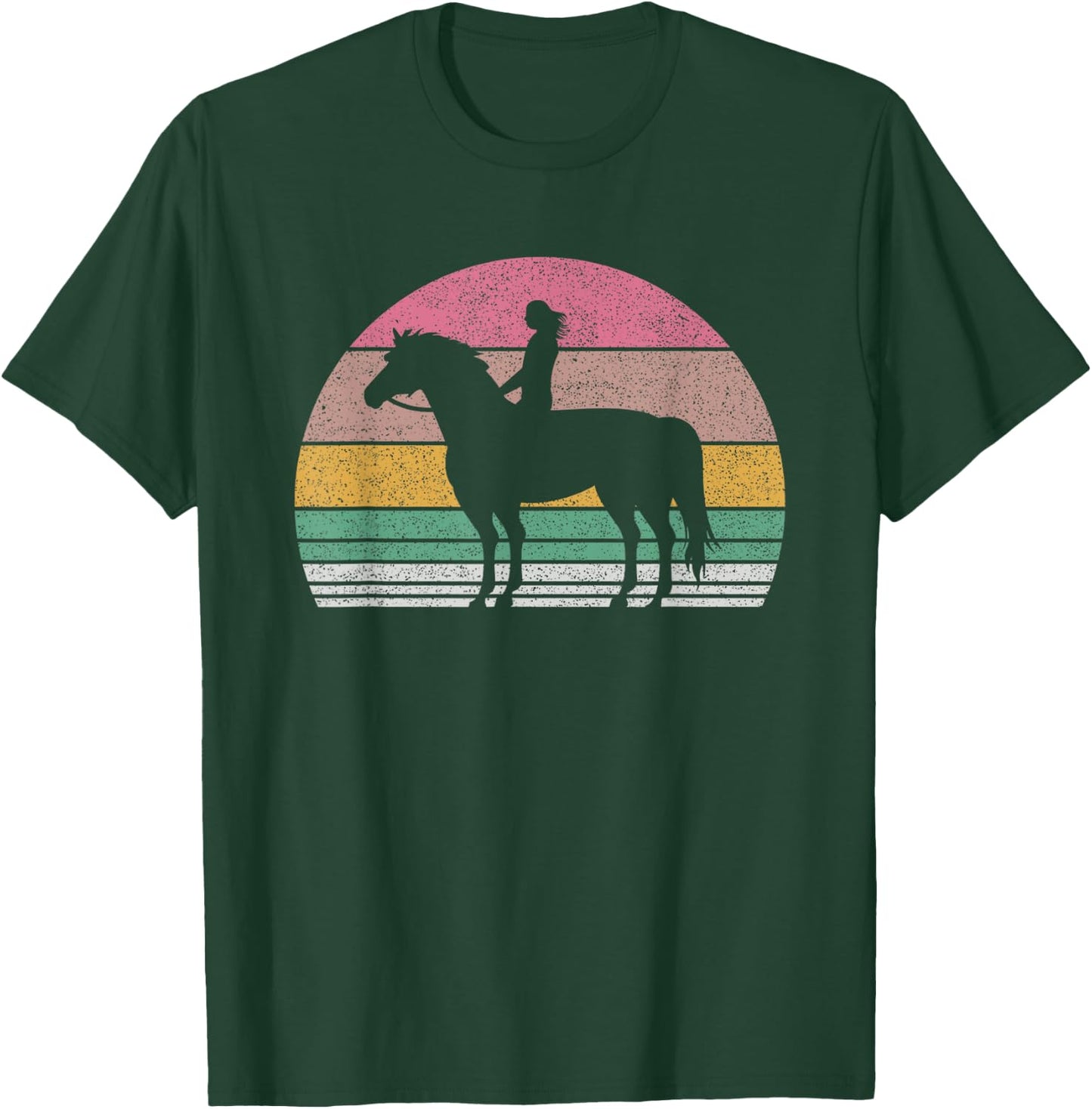 Vintage Retro Girl Horse Riding Cowgirl Texas Ranch Gift T-Shirt - T-Shirt | Forest