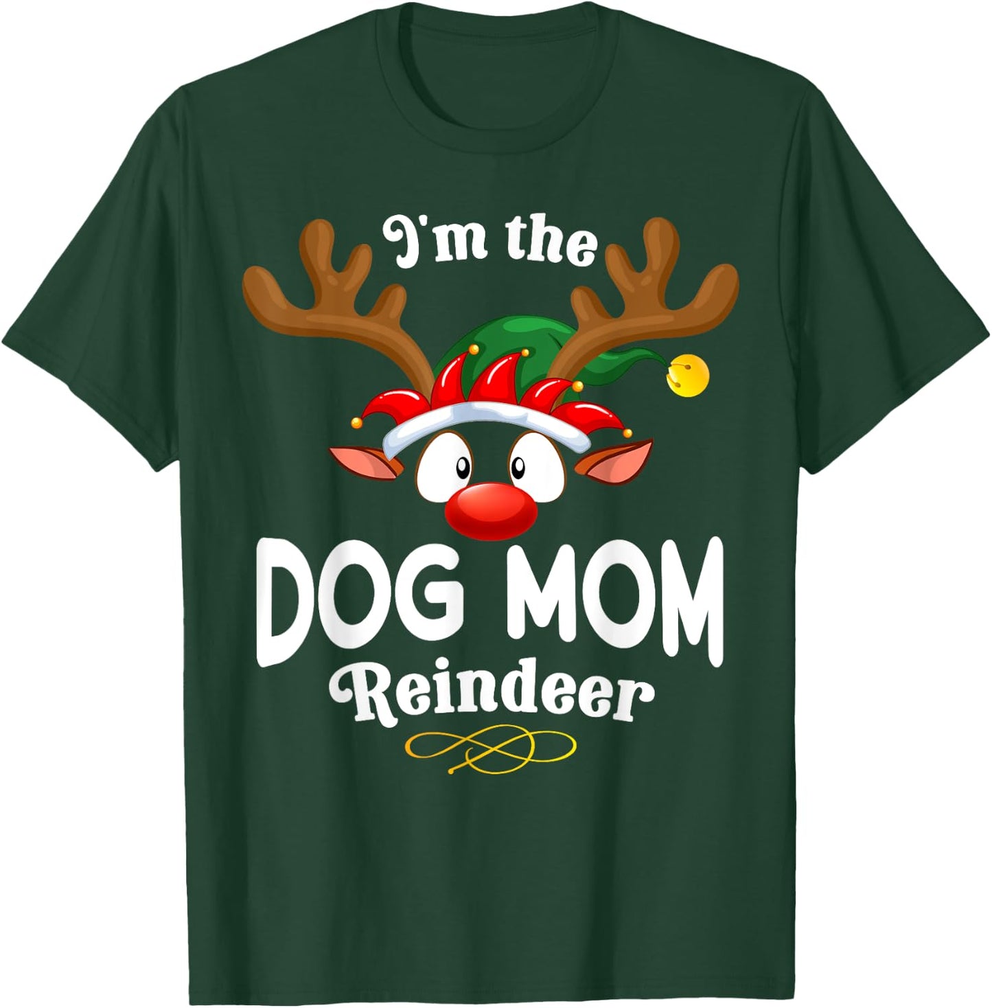 Christmas PJS Dog mom XMas Reindeer Matching Men Women T-Shirt - T-Shirt | Forest