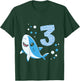 Kids 3rd Birthday Boys Shark 3 years Old Ocean Shark B-day T-Shirt - T-Shirt | Forest
