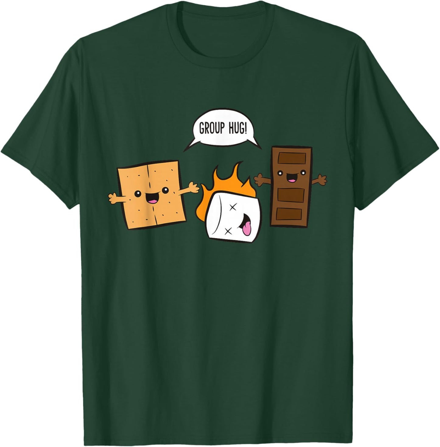 Group Hug Camping Campfire Chocolate Marshmallow S'Mores T-Shirt - T-Shirt | Forest
