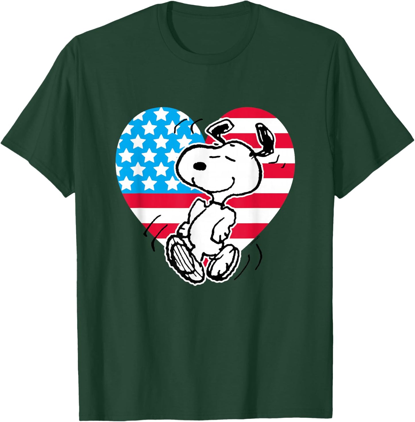 Peanuts - Snoopy USA Flag Heart T-Shirt - T-Shirt | Forest