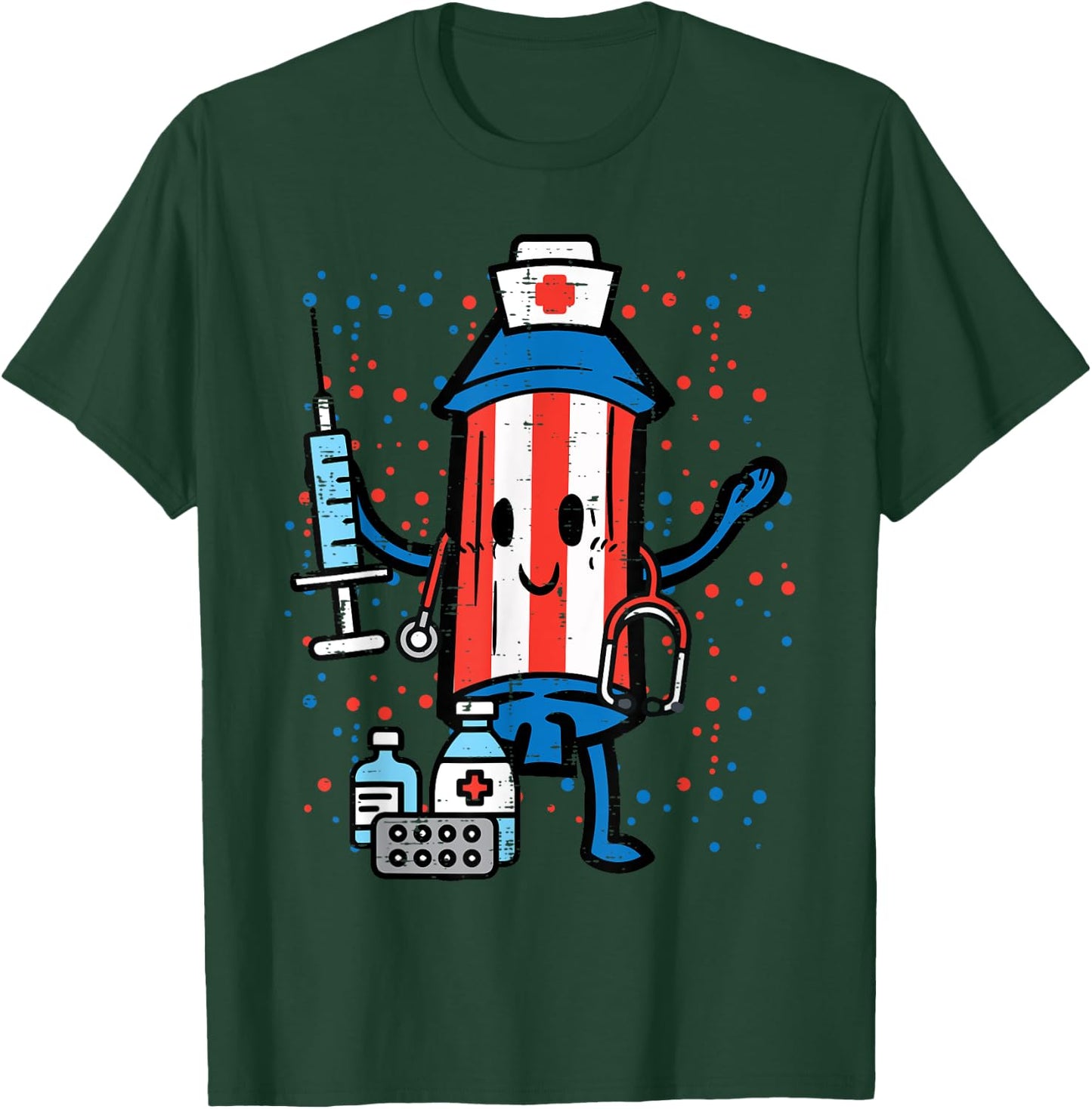 4th Of July Firecracker Nurse Funny America Scrub Top Women T-Shirt - T-Shirt | Forest