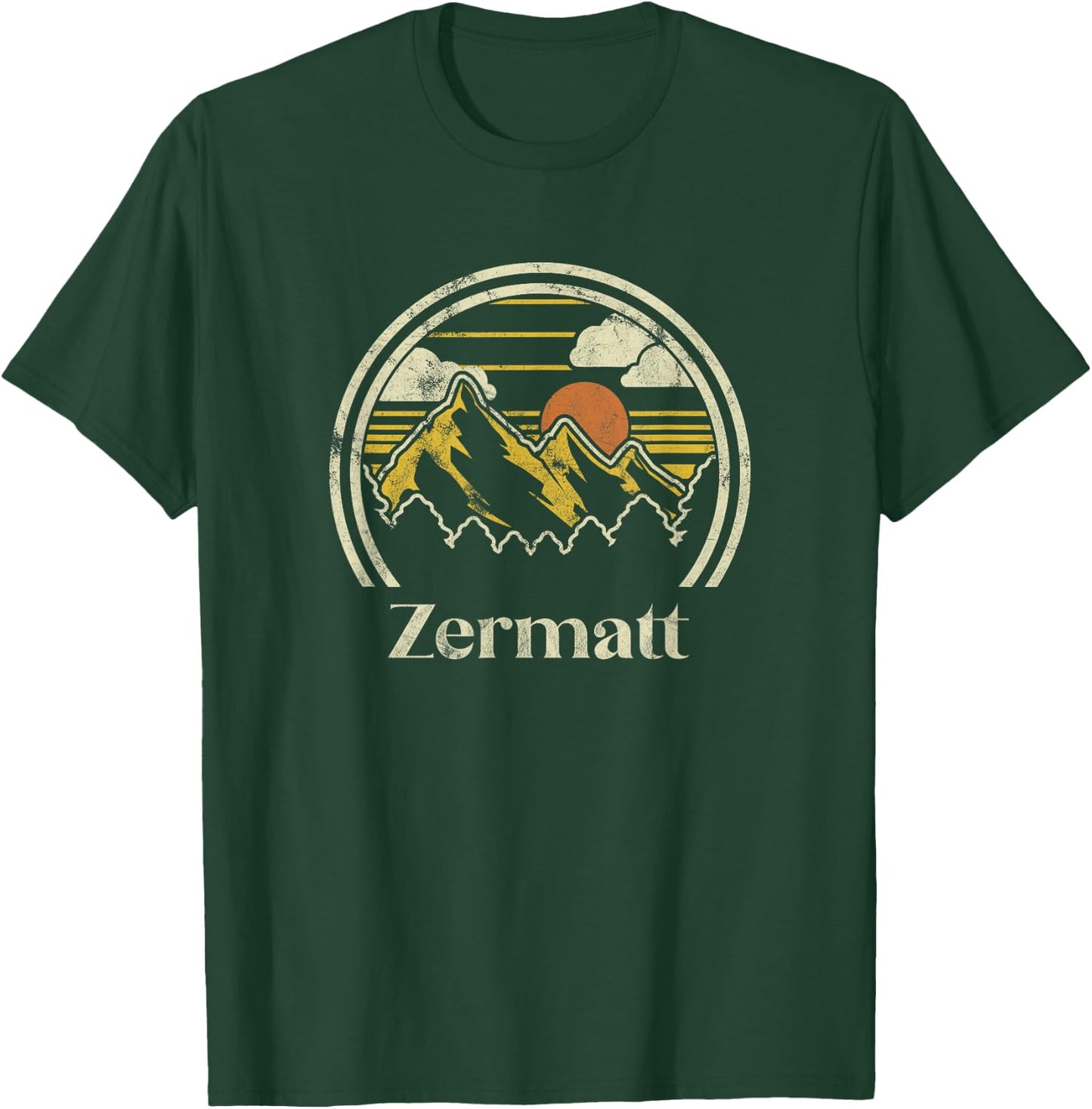 Zermatt Mountains Switzerland Hiking Outdoors Retro T-Shirt - T-Shirt | Forest