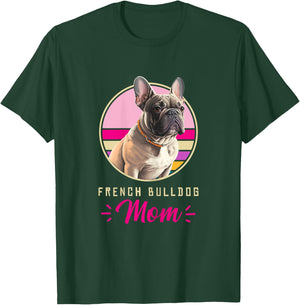 Funny French Bulldog Retro Outfits Clothes Frenchie Dog Mom T-Shirt - T-Shirt | Forest