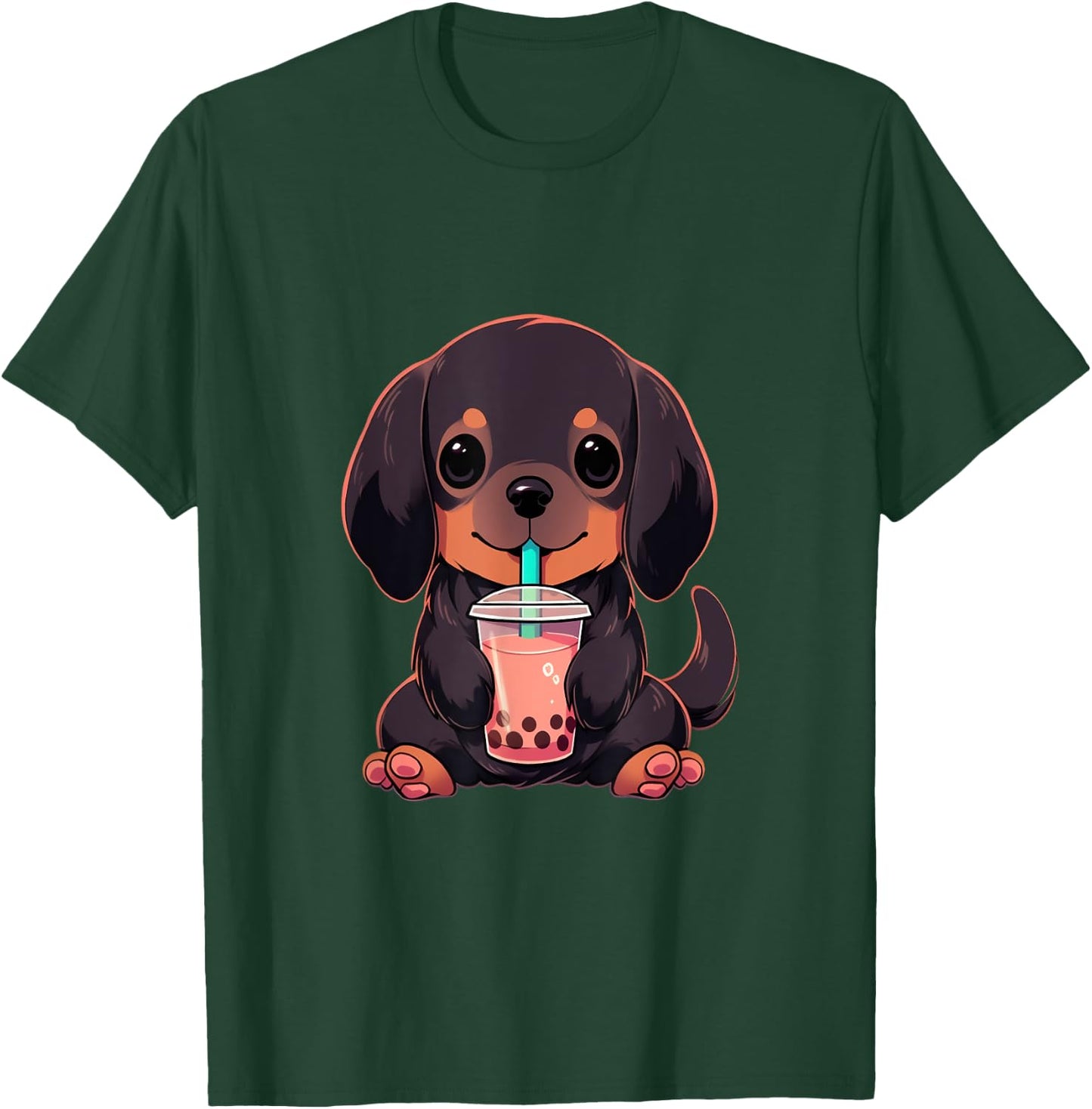 Dachshund Boba Tea Bubble Tea Anime Kawaii Dog Women Girls Kids T-Shirt - T-Shirt | Forest