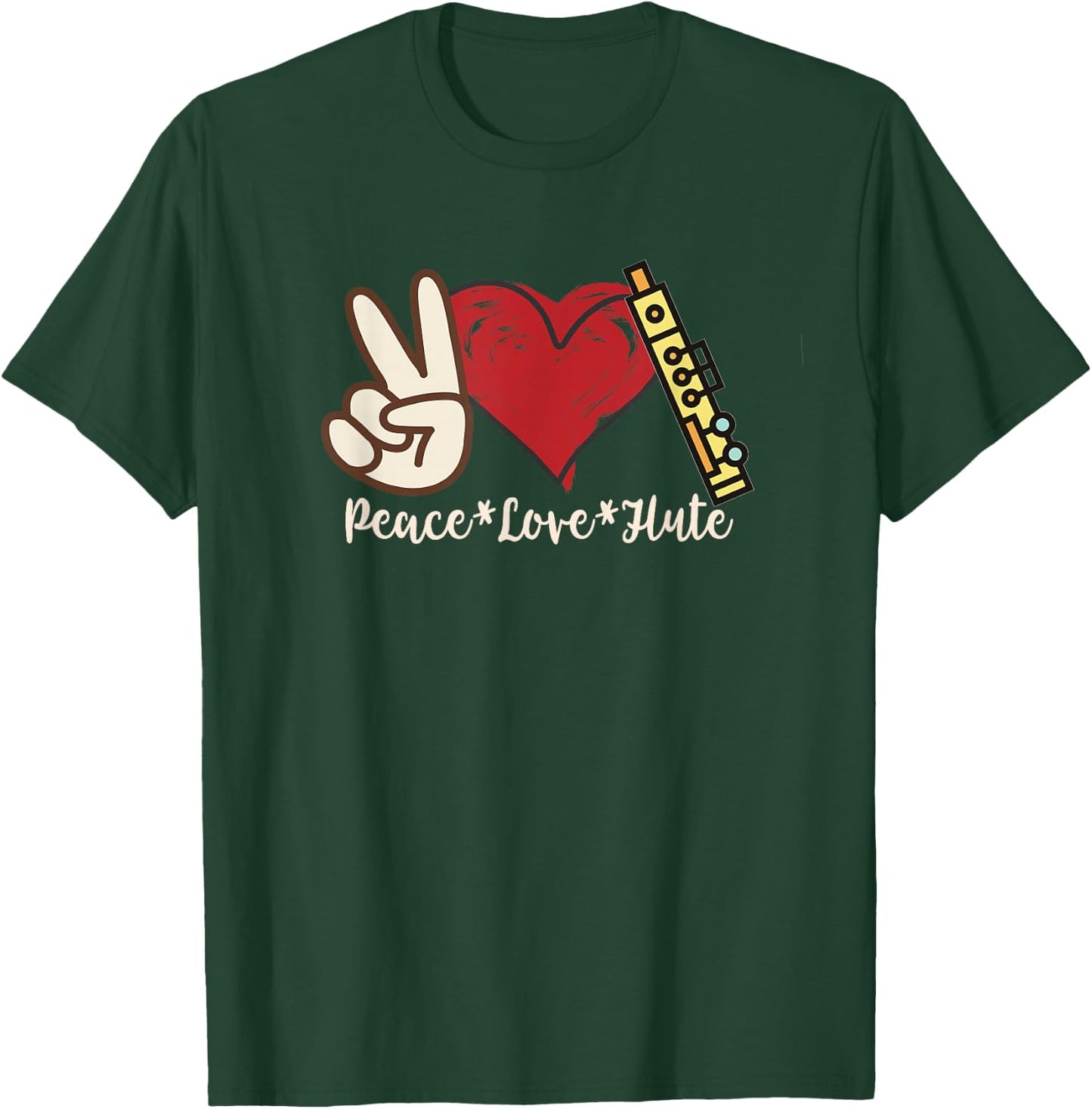 Peace Love Flute T-Shirt - T-Shirt | Forest